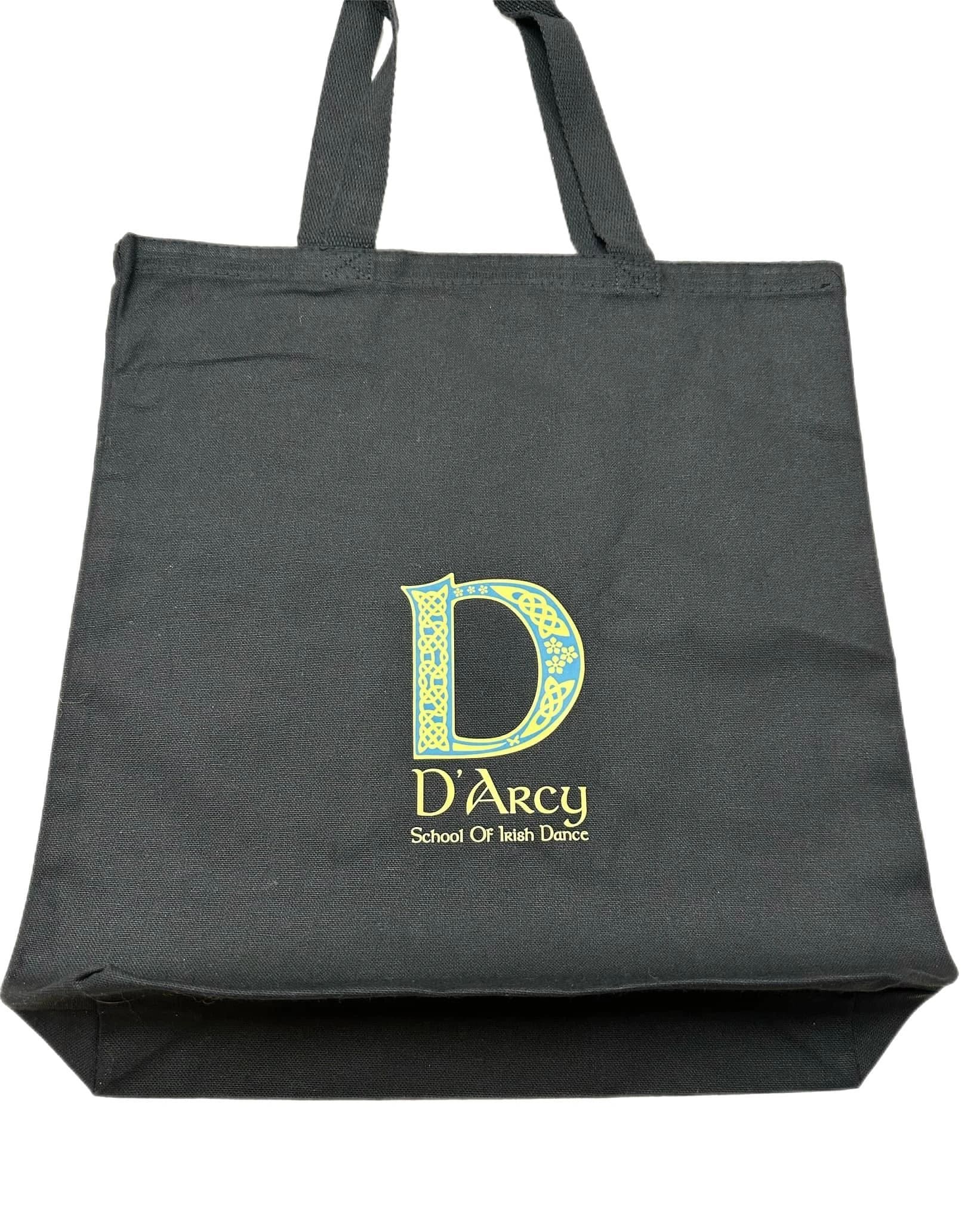 A black bag with the letter d on it.