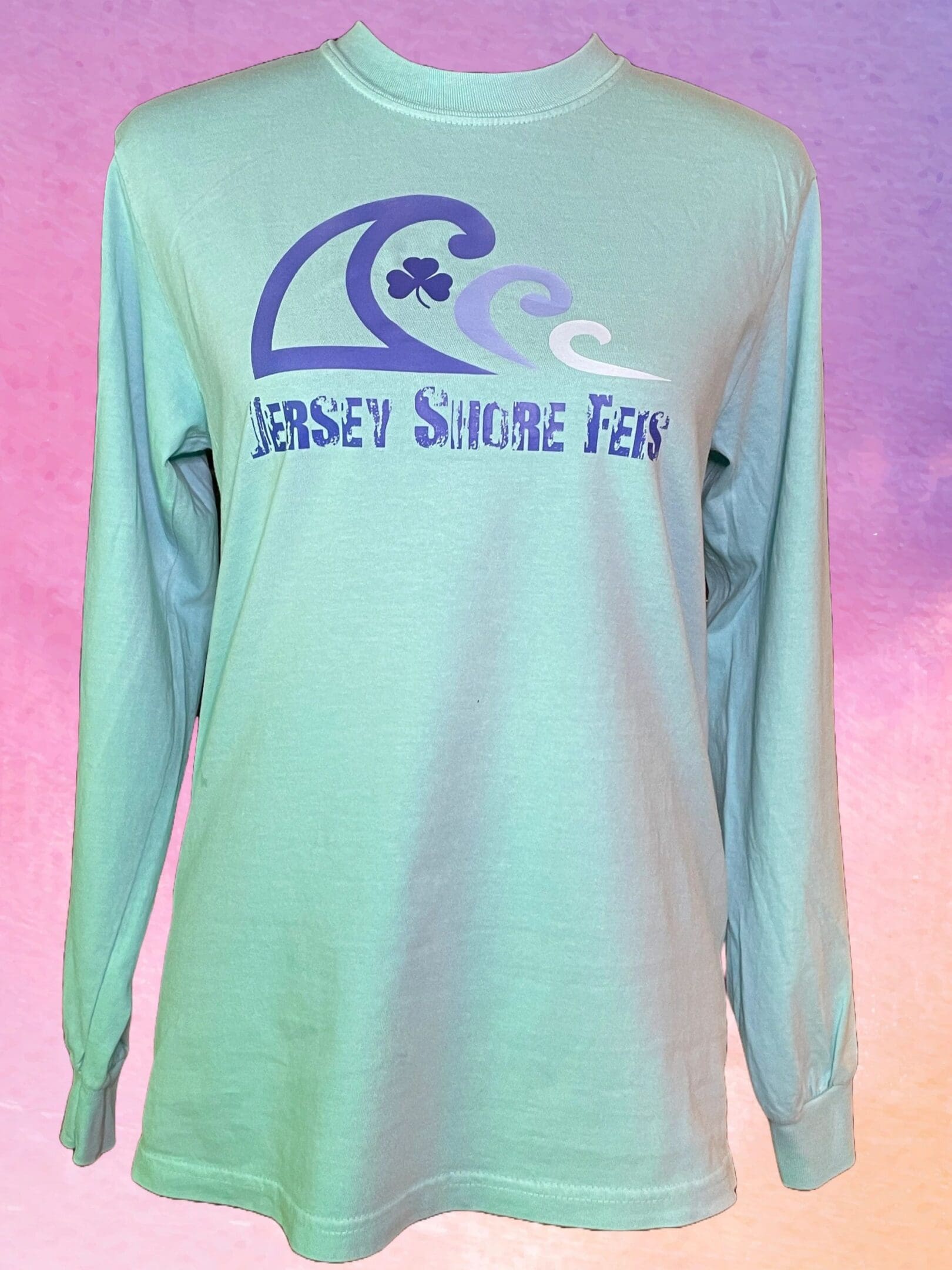 A long sleeve shirt with the jersey shore logo on it.