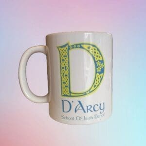 A mug with the letter d on it