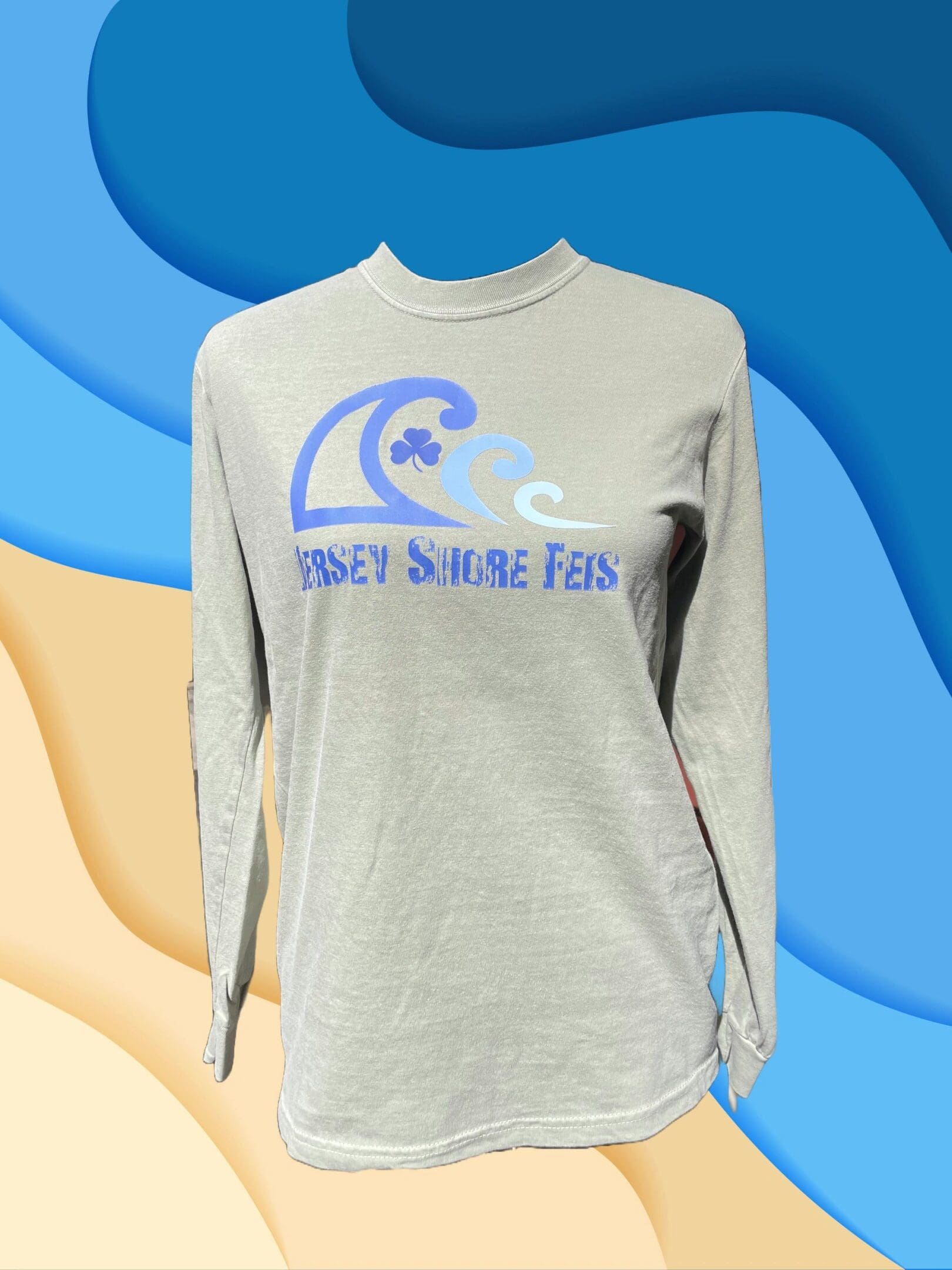 A long sleeve t-shirt with the ocean wave on it.