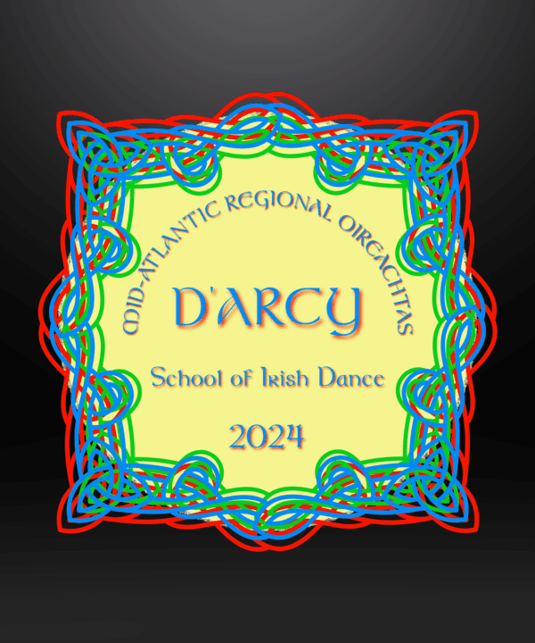 A colorful frame with the name of the dance school.